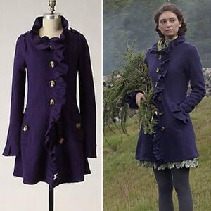 ANTHROPOLOGIE Charlie & Robin Gumshoe Sweater Coat Wool Old School y2k S